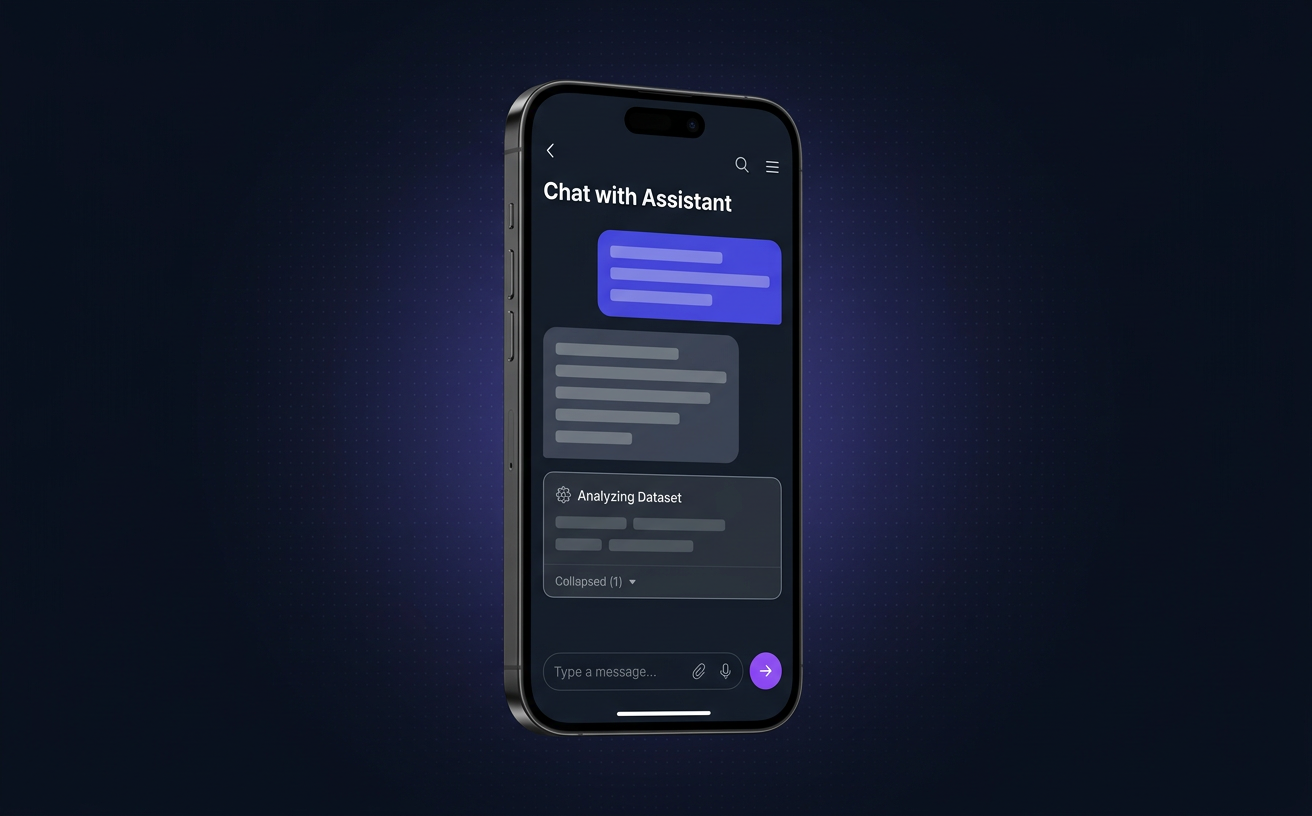 Mobile chat view with action menu button